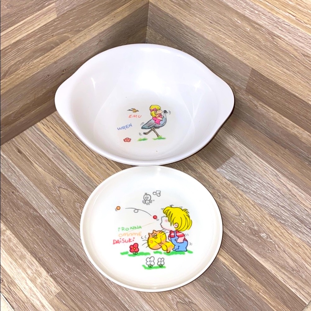 Vintage Tong Ya Melamine Child's Plate Japan emu